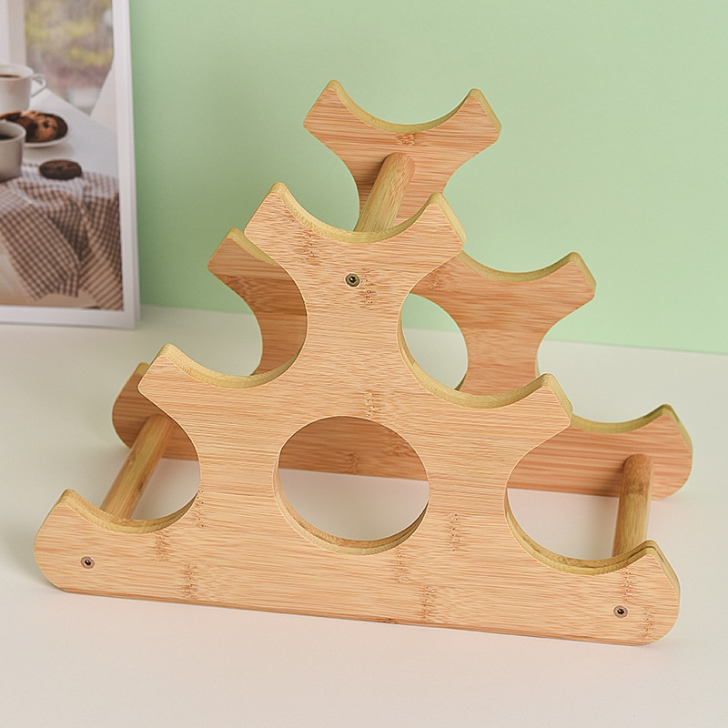 Factory wholesale bamboo wine rack triangle bamboo wine rack creative household wine rack bamboo wine bottle rack