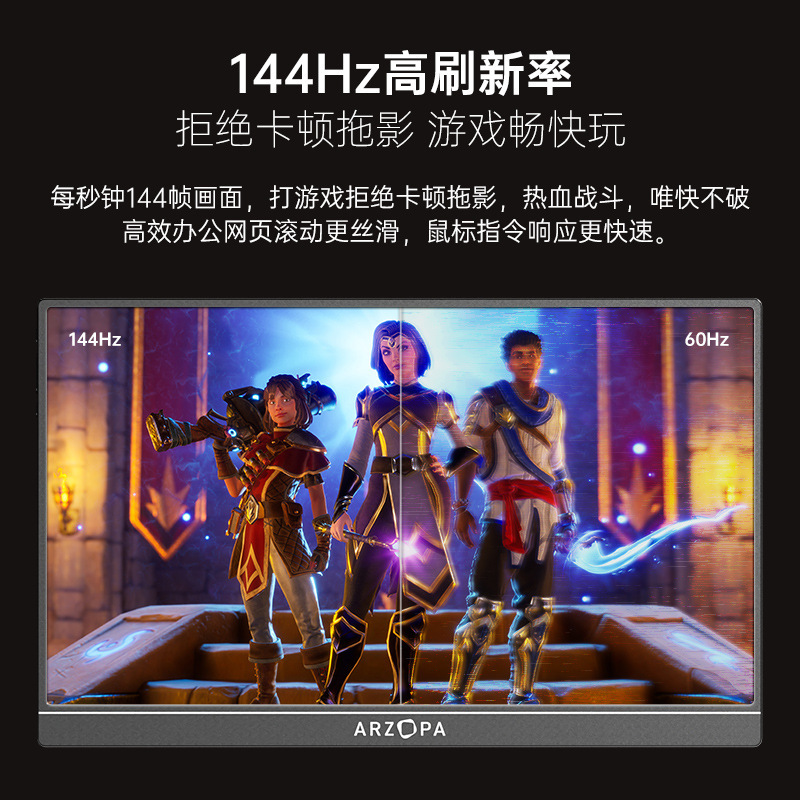 Arzopa 16.1-Inch 144Hz High Color Gamut Portable Display Ips Screen Laptop Mobile Phone Secondary Screen