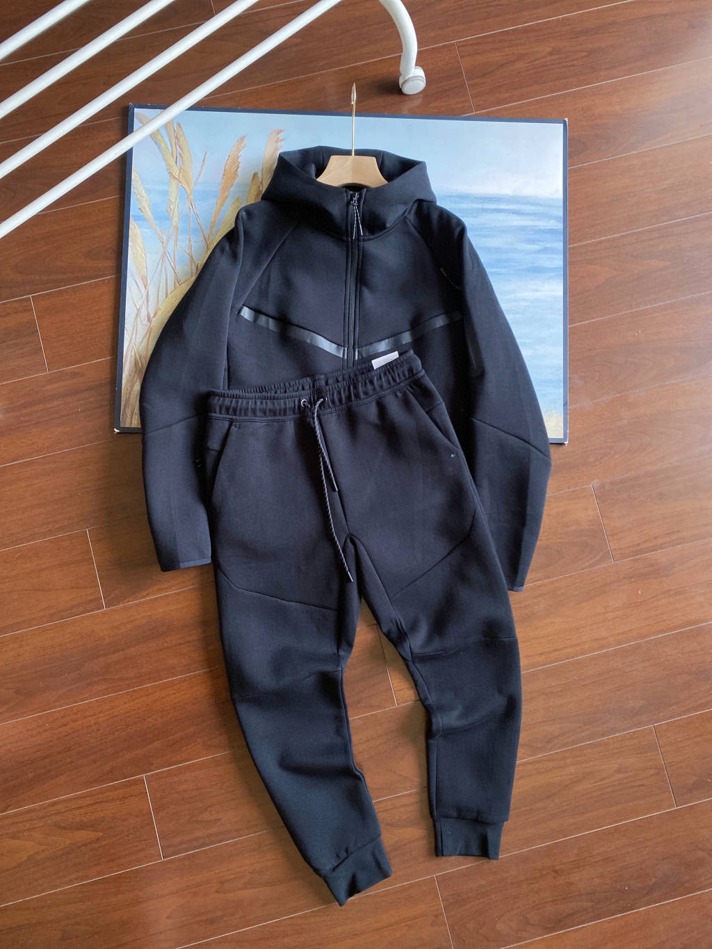 25 Spring and Autumn Casual Sports Laminated Tech Fieece Technology Zipper Suit Jacket and Sweatpants 950+496