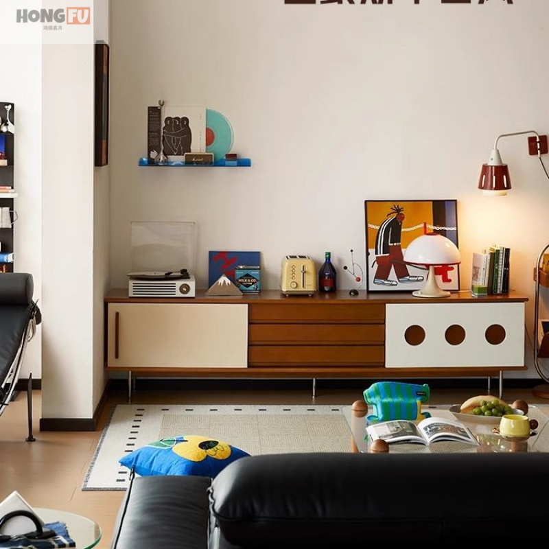 ТВ-кабинет из массива дерева антикварный стиль для гостиной современный малогабаритный