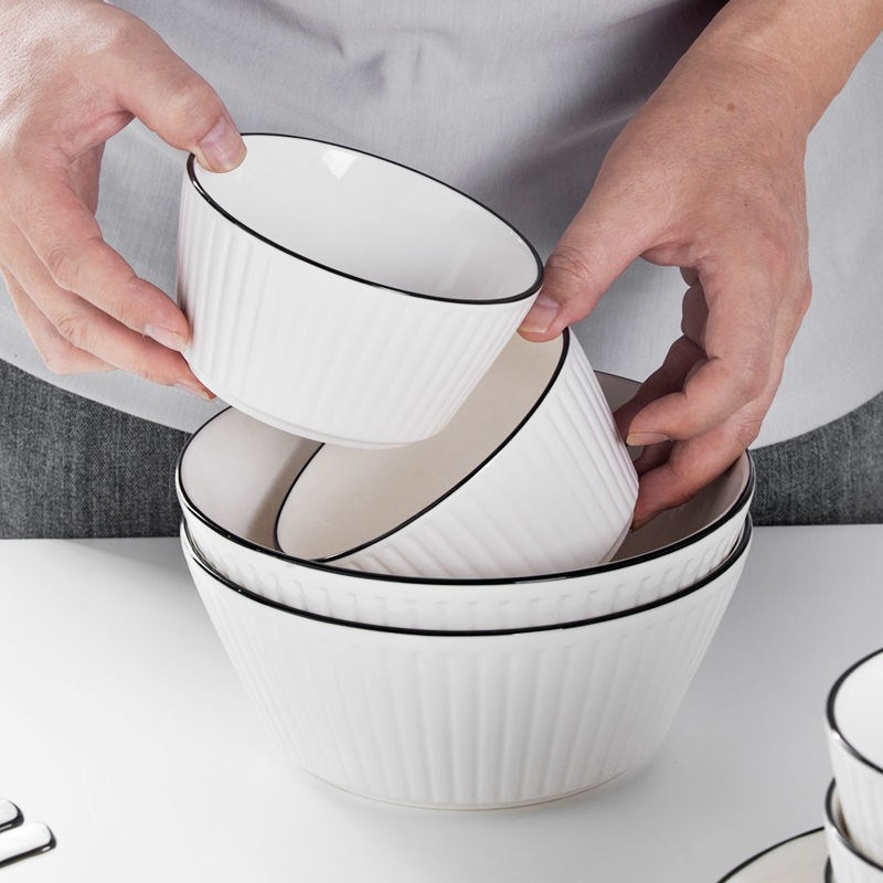 Jingdezhen Ceramic Japanese Style Simple Household Tableware Rice Bowl Noodle Soup Bowl Vegetable Dish Dishes suit Fish Plate