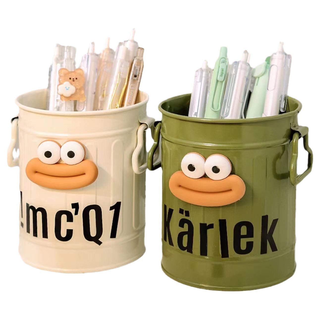 Ins high-value cartoon personalized pen holder student desktop office large capacity cute simple retro storage bucket