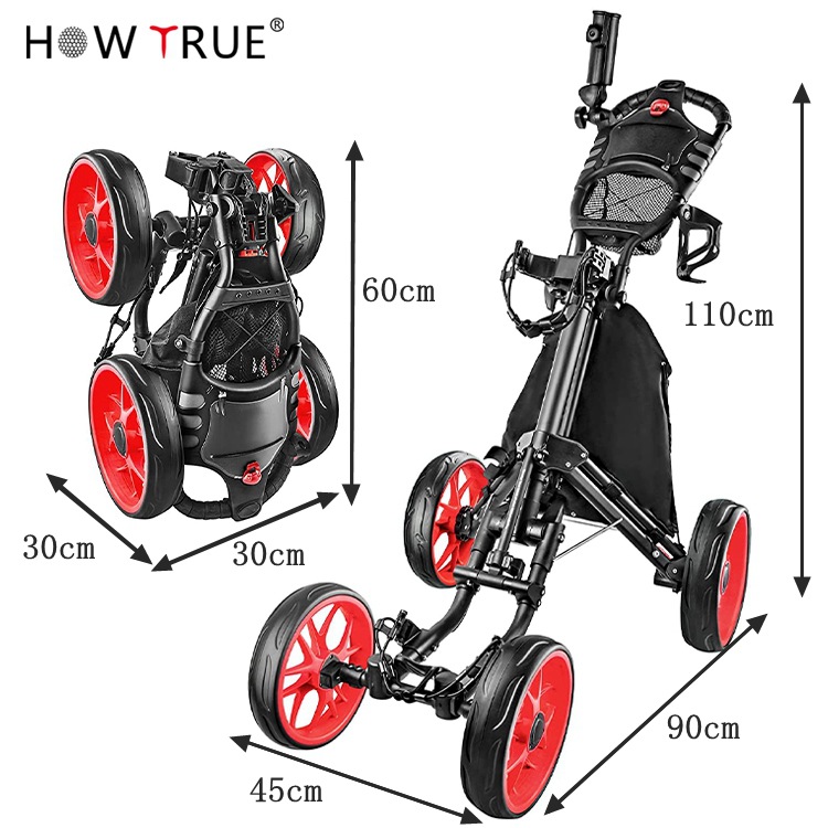 Factory Direct Supply Golf Trolley, Hand Trolley, Four-Wheeled Golf Cart, Foldableable Storage, Multi-Functional Golf Cart