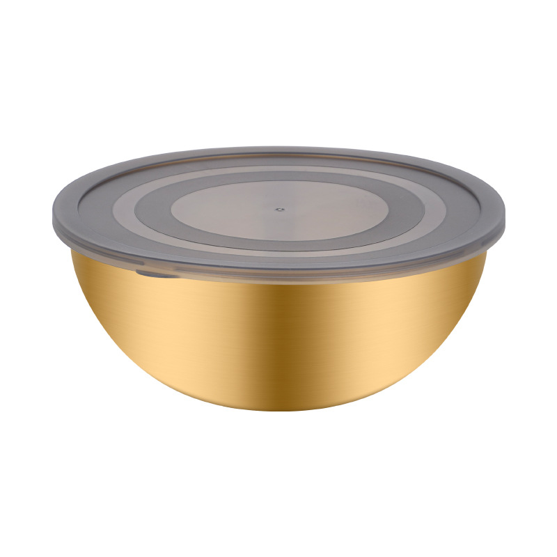 Cross-border Salah Basin Stainless Steel Egg Basin Korean-style Salah Bowl Household Cooking Mixing Basin Kitchen Multi-purpose Basin with Lid