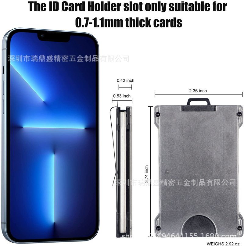 Factory Direct Supply men's wallet ultra-thin aluminum metal wallet with transparent window and hanging mouth Amazon new hot