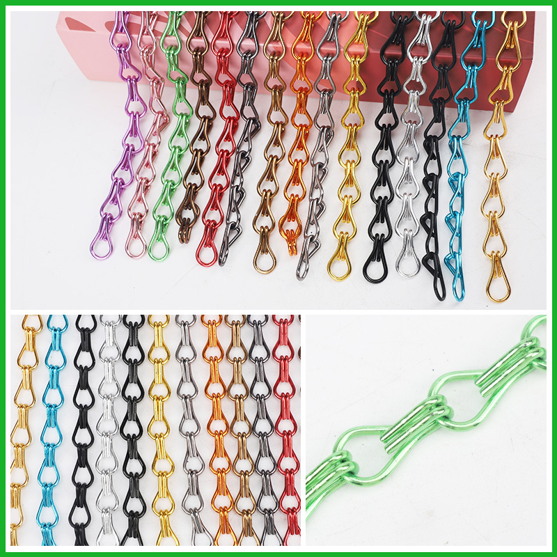 Colorful Double Hook Chain Hanging Metal Decorative Curtain Flower Pot Flower Basket Hanging Chain Hotel Shopping Mall Chandelier Metal Decorative Curtain