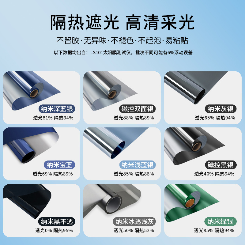 Glass Sticker Heat Insulation Film Peep-proof Sunscreen Window Film UV-proof Shading Balcony Office One-way Perspective Film