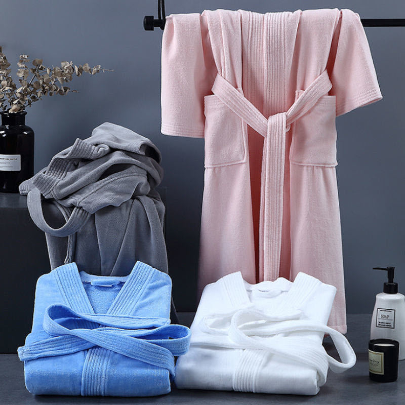 Hotel Bathrobe Pure Cotton Towel Material Absorbent Quick-Drying Thickened Cotton Long Nightgown Couple Men and Women Bathrobe Wholesale