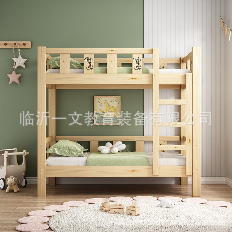 Solid Wood custody class bunk nap bed kindergarten bunk bed Primary School students lunch break up and down bed small dining table