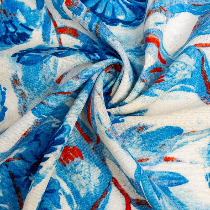 Xiangyun Yarn Dark Lattice Bubble Cotton Women's All Cotton Printed Cloth New National Style Breathable Not Shrinkable Women's Clothing Children's Clothing Floret