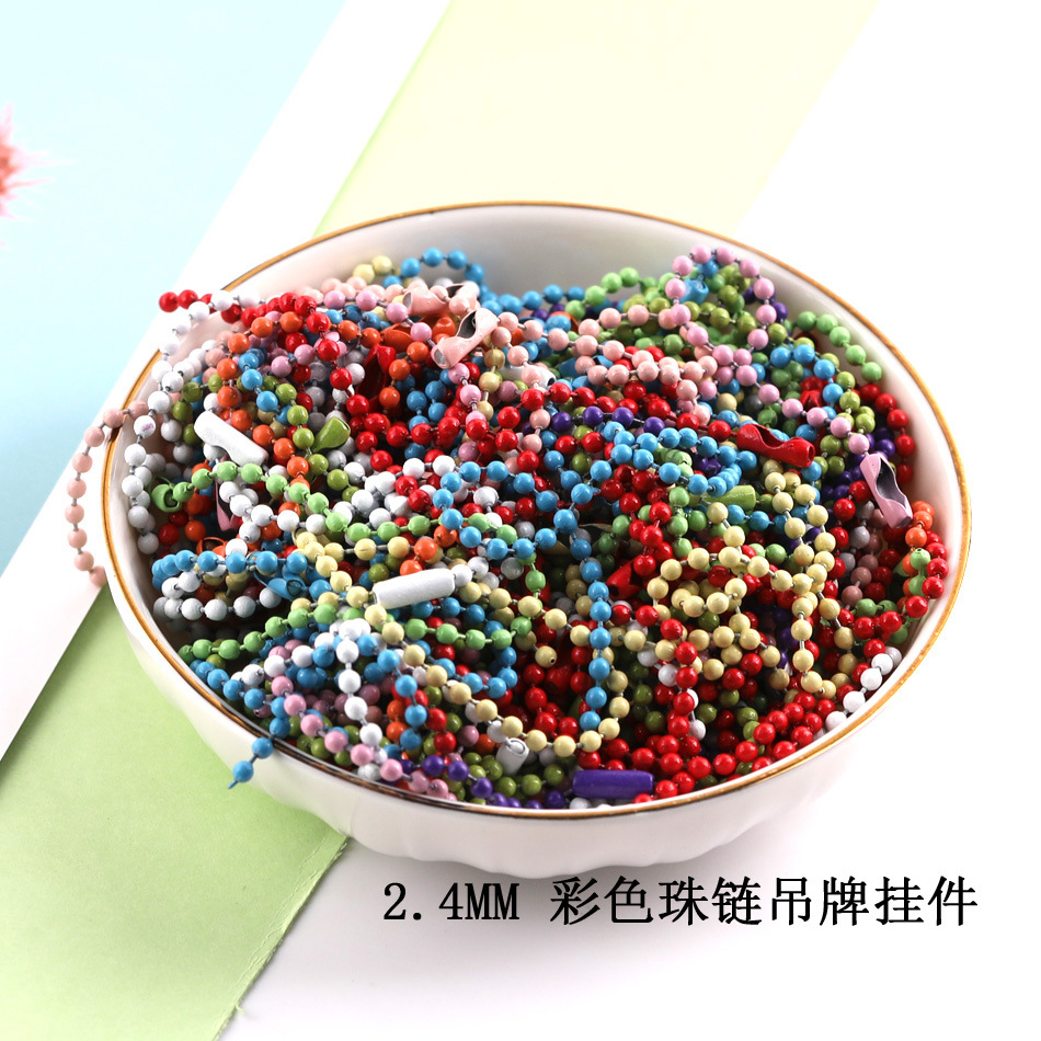 DIY Jewelry Accessories Bead Chain 10cm Round Bead Iron Bead Chain Wave Chain Painted Colorful Tag Chain Pendant Guka Chain