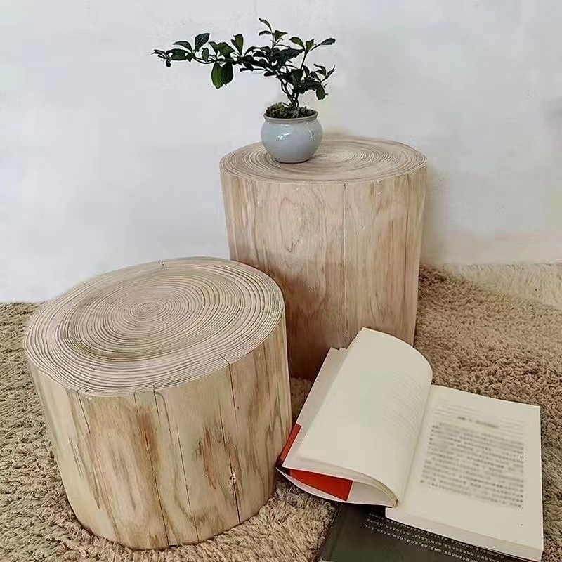 Wooden Stump Stool Large Tree Stump Solid Wood Tree Stump Log Coffee Table Stool Wooden Seat Stool Ornament Round Stool Base