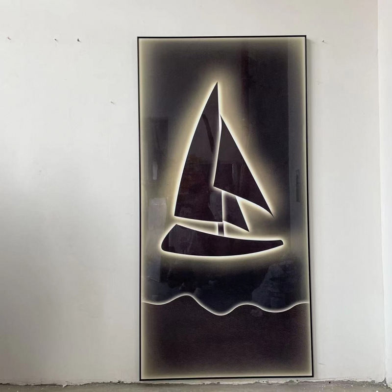 Sailing Decoration Painting Large Entrance Corridor Painting Aluminum Alloy Frame Sofa Background Floor Painting Ship 100200