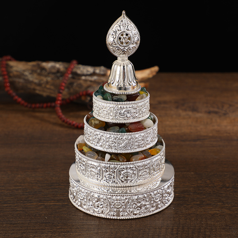 Manza Plate Sterling Silver silver Fergamon Supplies Eight Auspicious for Repair Ornaments Manda Plate with Chassis Exquisite Workmanship