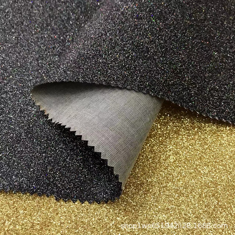 Glitter Non-Woven Glitter Leather Fabric Waterproof Pu Leather Artificial Leather Double-Sided Adhesiveable Textile Fabric