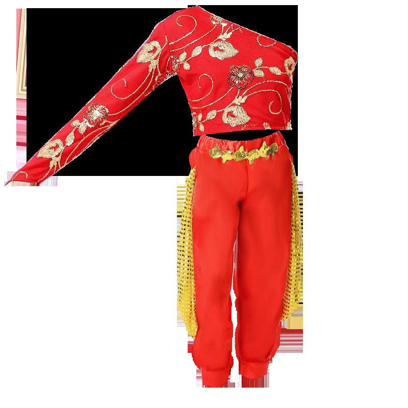 Youth Chi Dance Performance Costume Children's New Year's Day Spring Festival Youth Strong Country Strong Fan Dance Performance Costume