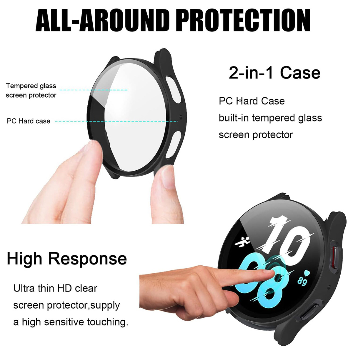 For Samsung galaxy watch7 FE frosted watch case watch6/5/PC case film integrated protective cover
