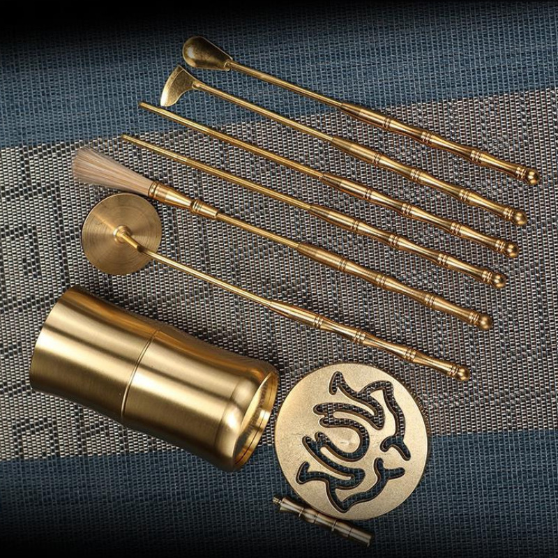 Pure Brass Incense Dao Appliance Starter Set Incense Seal Tool Incense Ash Press Powder Incense Seal Appliance Incense Spoon Shovel Incense Seal