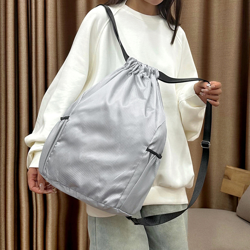 Drawstring large capacity storage bag, drawstring backpack, printed logo, lightweight fitness bag