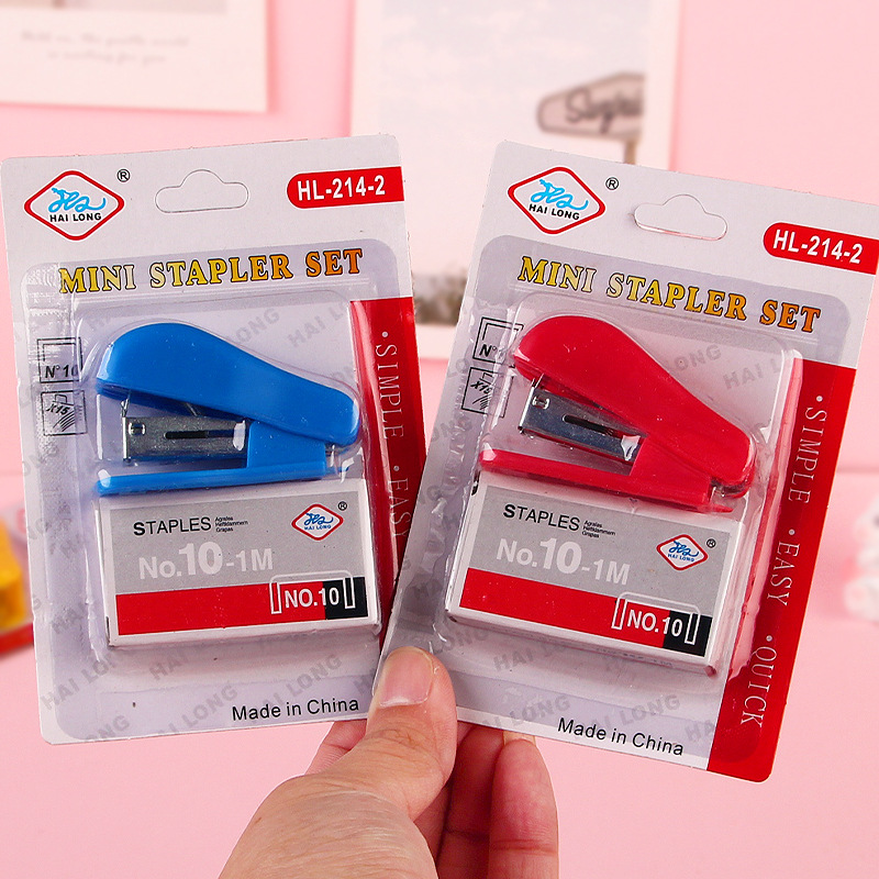 Mini Stapler Set for Students to Organize Documents and Test Papers, Labor-Saving, Comes with Staples, Simple Style, Office Supplies and Stationery