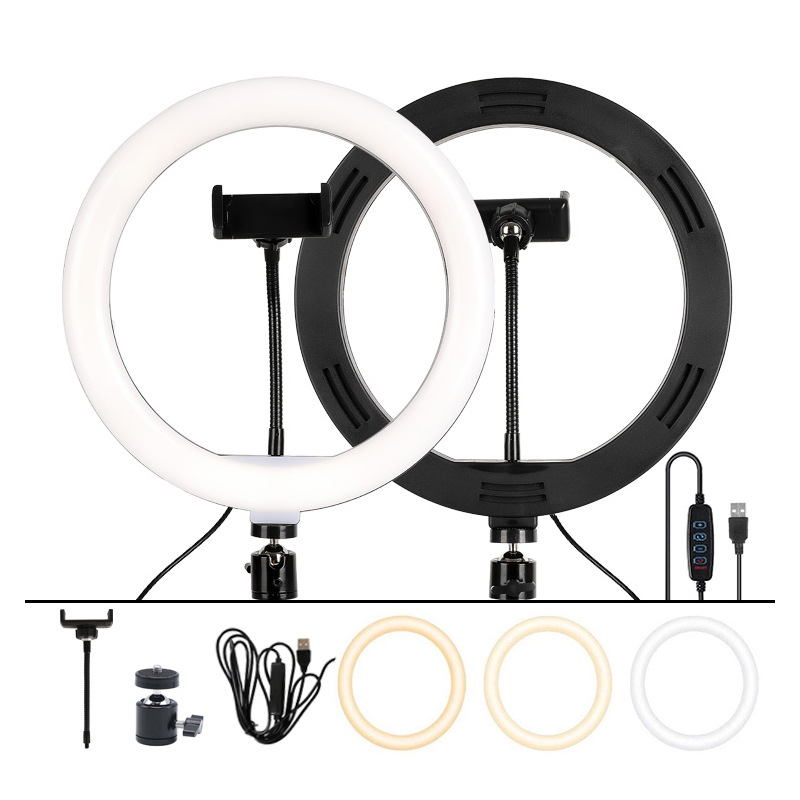 HQ-10 inch ring light set Beauty Live makeup light self-timer photography three-color soft light Live Light