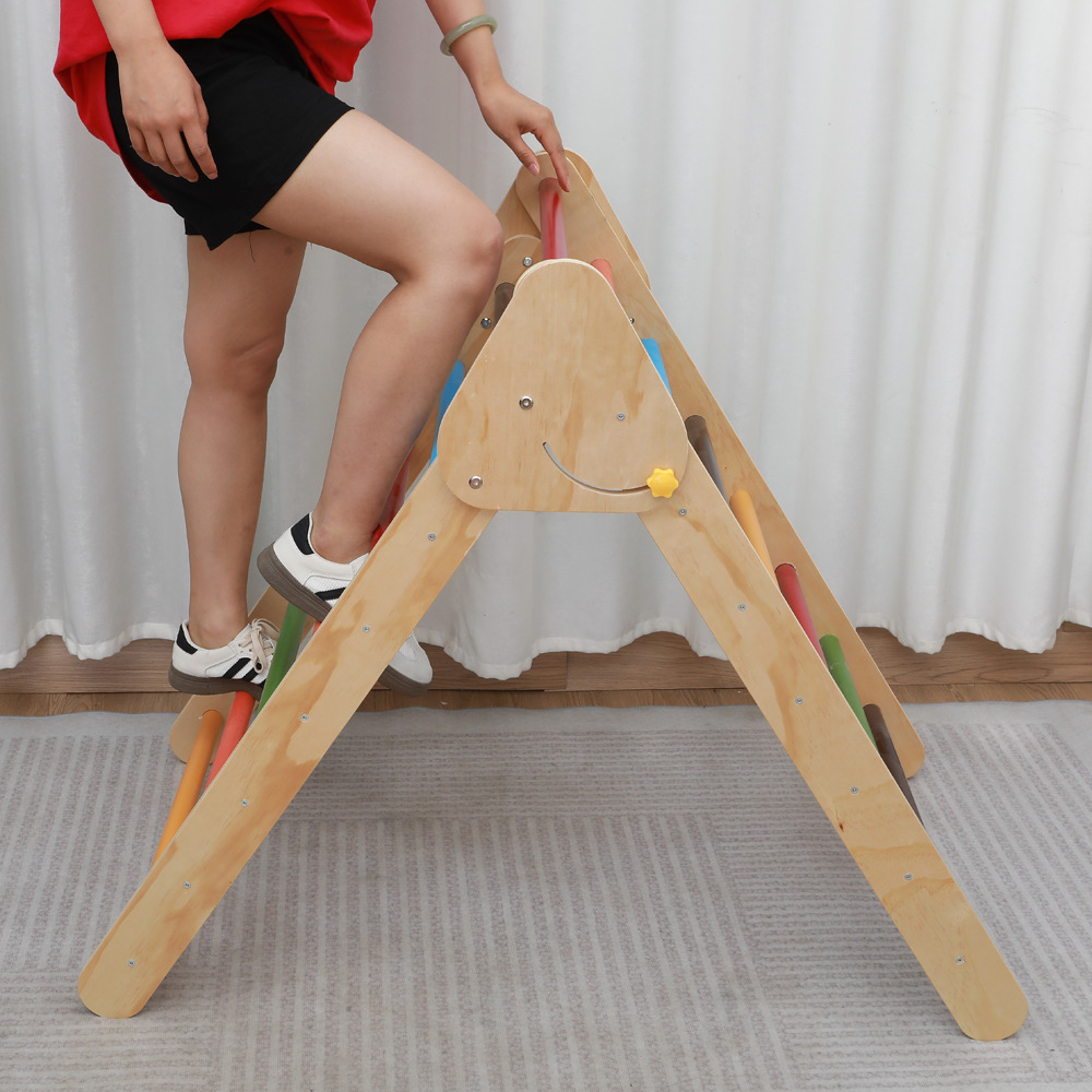 Children's Indoor Playground Climbing Toy Montessori Foldable Wooden Slide Arch Rocker Climbing Frame