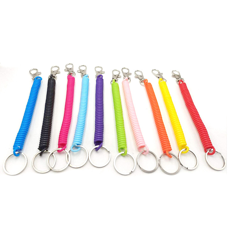 Factory wholesale keychain color telephone line mobile phone lanyard spring telescopic safety anti-loss rope plastic spring rope