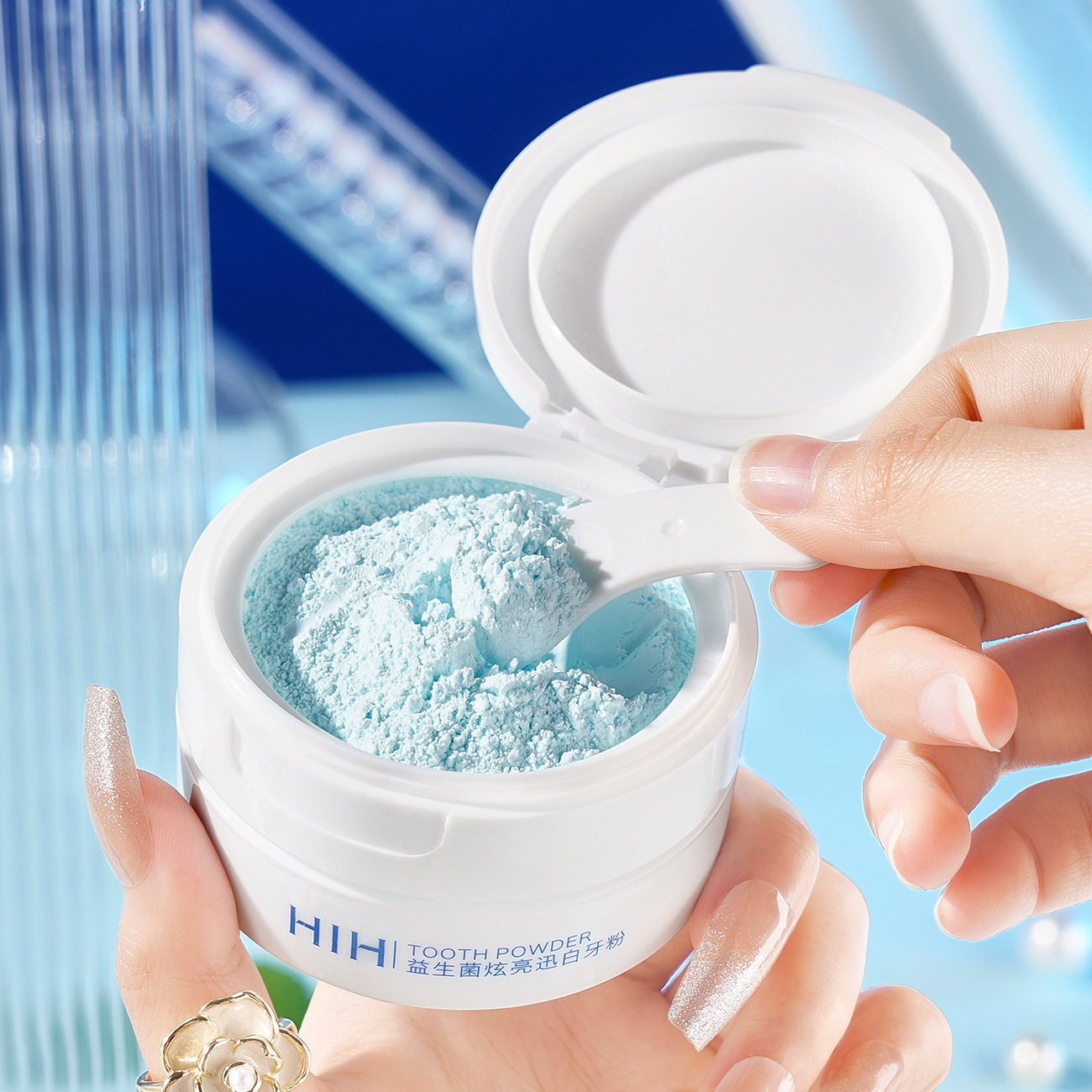 HIH probiotics dazzle bright fast white tooth powder to remove yellow clean teeth stains to remove residue mint flavor fresh breath