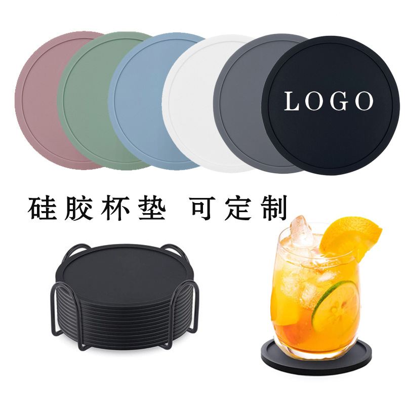 Силиконовая подставка круглая для чая изоляционная нескользящая 10см с печатью логотипа водонепроницаемая и противоразбрызгивающая 8см 9см индивидуальная подставка