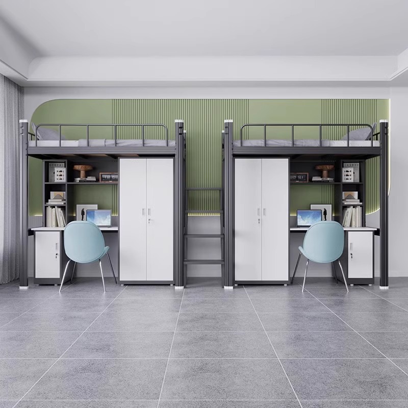 Apartment Bed, Bed and Table Combination Bed, Dormitory Iron Frame Bed, Staff Dormitory Bunk Bed, Student Bunk Bed, Floor Ladder