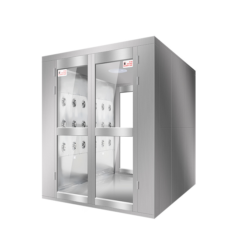 Air shower room double door cargo shower channel dust-free workshop cargo access channel stainless steel double multi-person air shower door