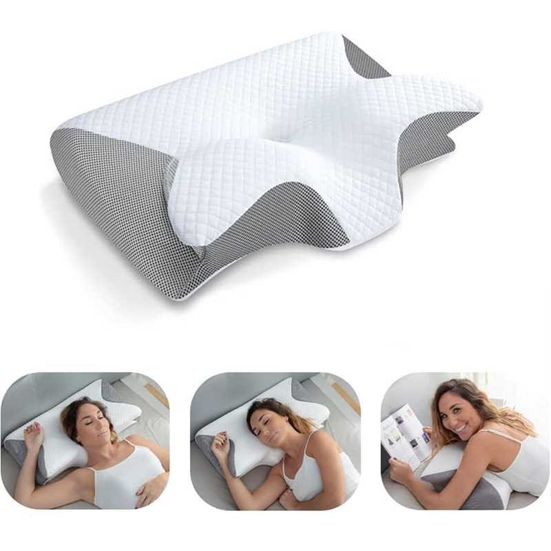 Cross-border Amazon Roll Horn Butterfly Slow Rebound Memory Foam Pillow Home Zero Pressure Memory Pillow for Cervical Spine Protection