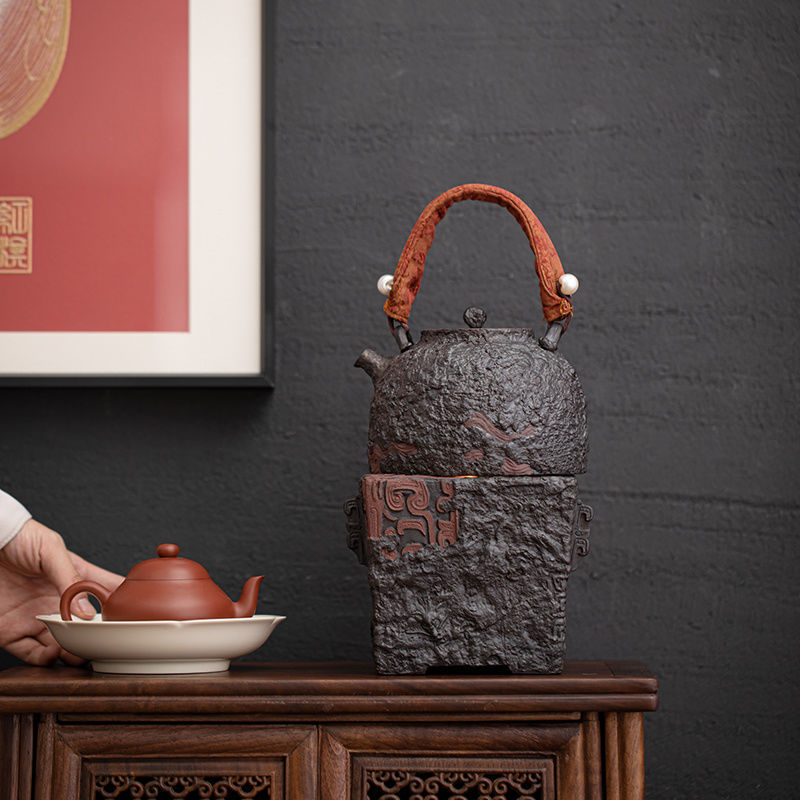Purely Handmade Retro Rock Mud Color Glaze Xunyue Zen Heart Teapot 480Cc Home Office Tea Ceremony Gift Teapot