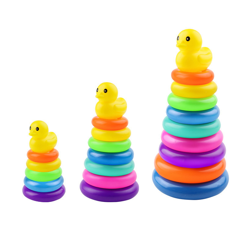 Children's Baby Ring Rainbow Tower Toy Jenga Jenga High Colorful Ring Layered Early Education Jenga Cup