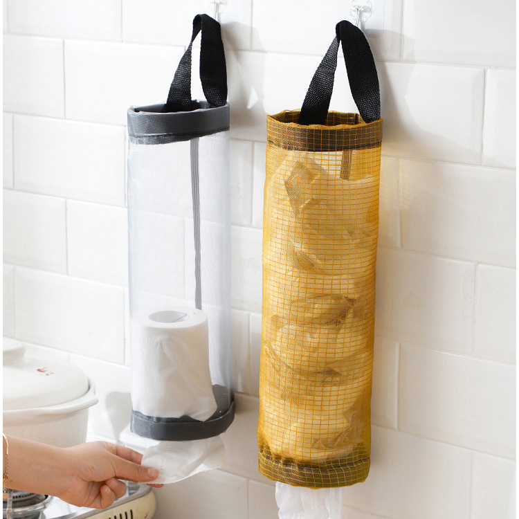 Сумка для хранения мусора на кухне на стене Съемный круглый органайзер для пластиковых пакетов