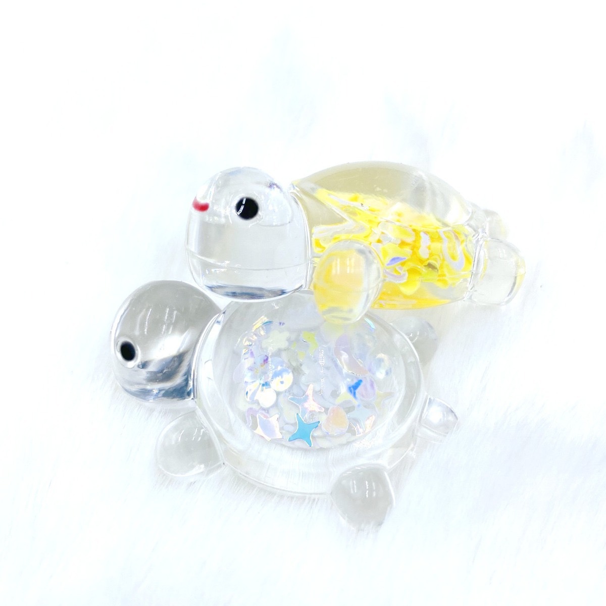 Creative small size 2 in luminous sequins turtle cute desktop ornaments adorable stickers stickers music DIY jewelry small ornaments