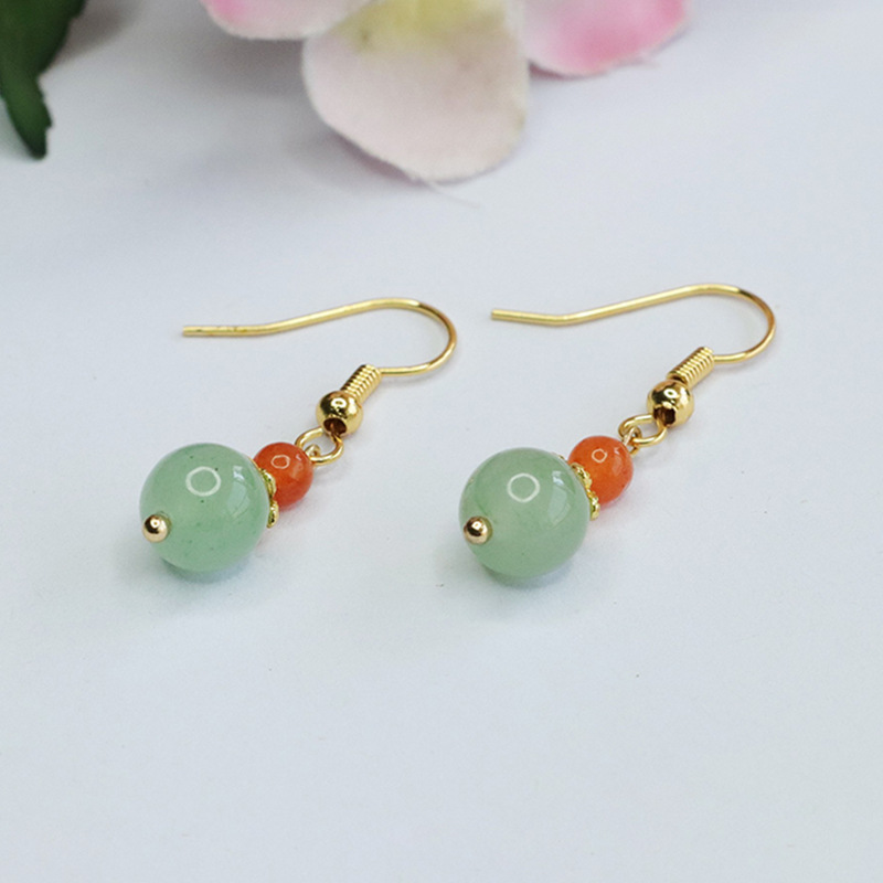 Yuyu Natural Green Dongling Jade Earrings Jade Vintage Ear Hook Earrings Women's Factory Wholesale CB4010105