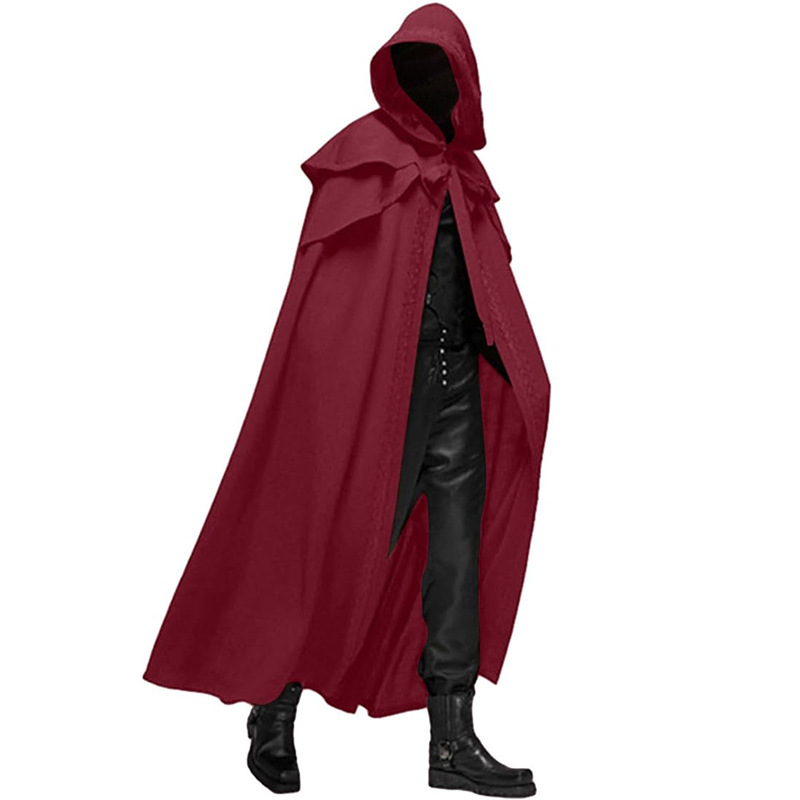Cross Border Sourcing Halloween Party Medieval 4 Color Cloak Gothic Men's Long Cape in stock
