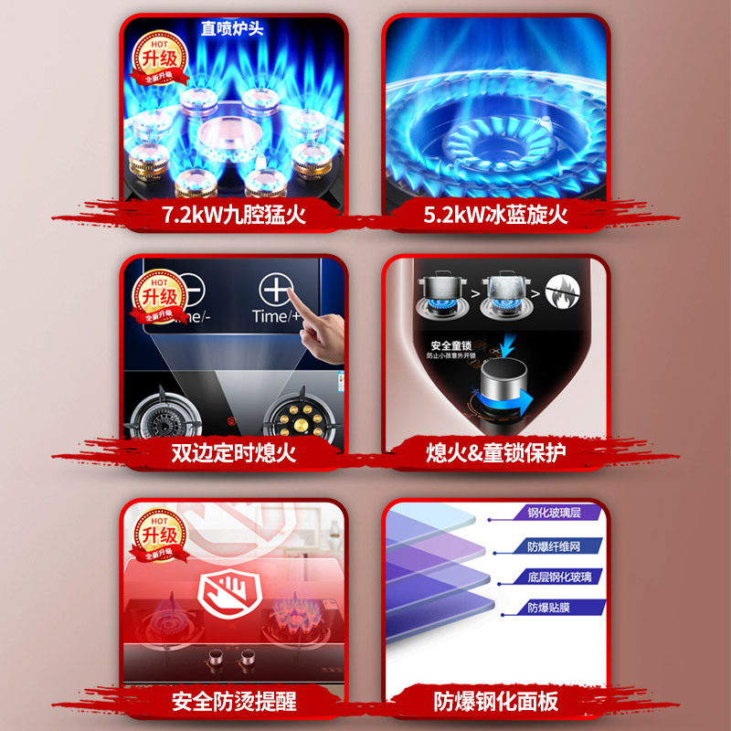 Wholesale High-Suction Range Hood and Gas Stove Set for Kitchen Use, Two-Piece Range Hood and Stove Set