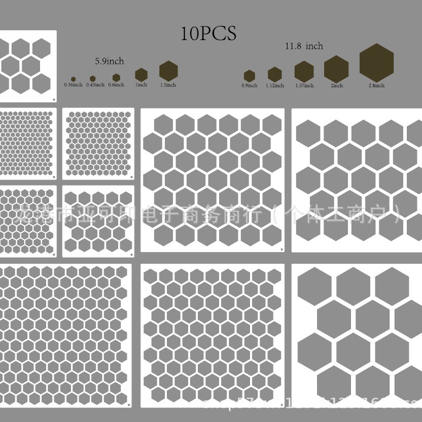 10pcs Honeycomb Painting Template Hexagon Bee Wooden Cake Decoration Cookie Wall Canvas DIY Crafts