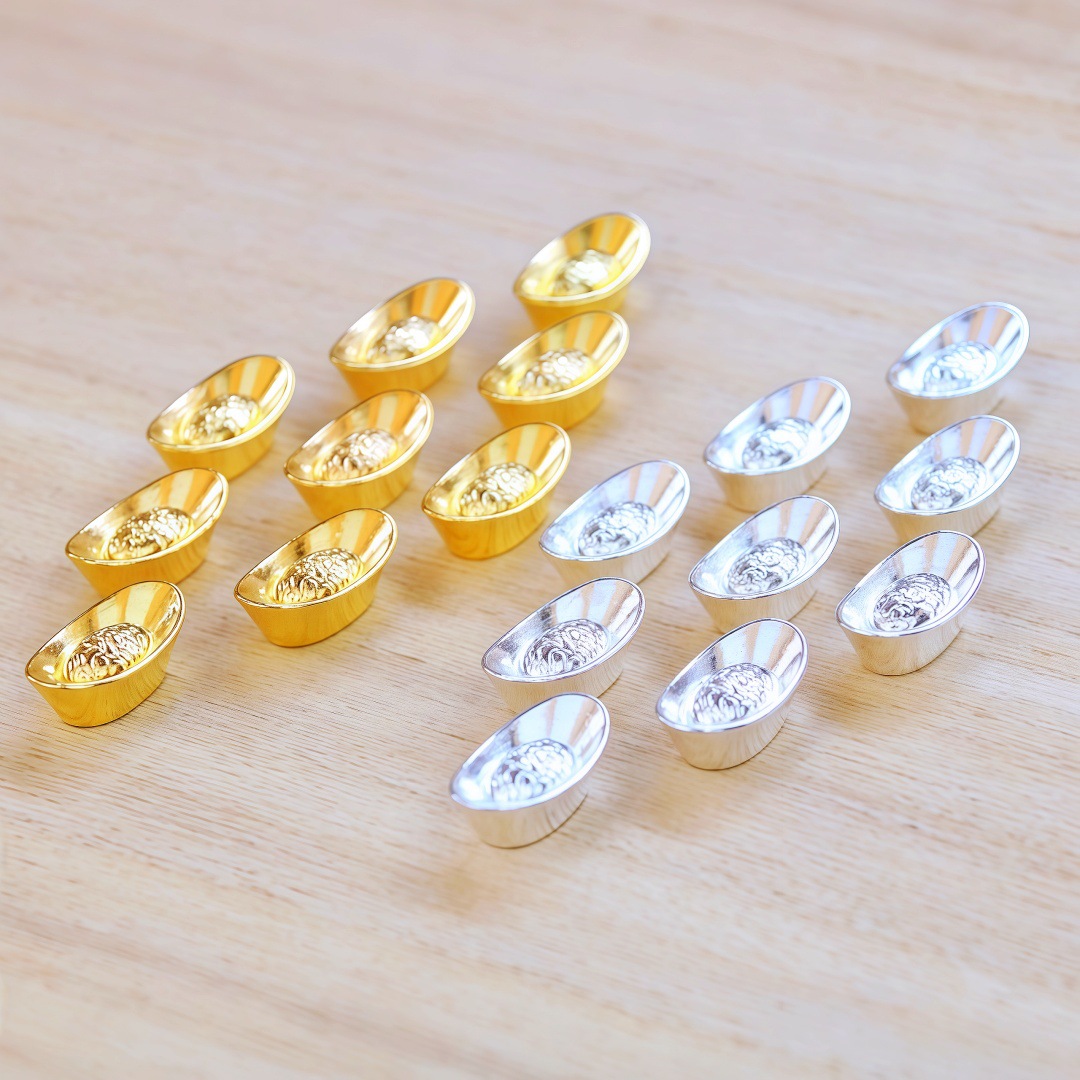 Hot Selling Metal Crafts Mini Alloy Ingot Silver Ingot Electroplating Small Abacus Gold Bar Ornaments Mobile Phone Case Accessories