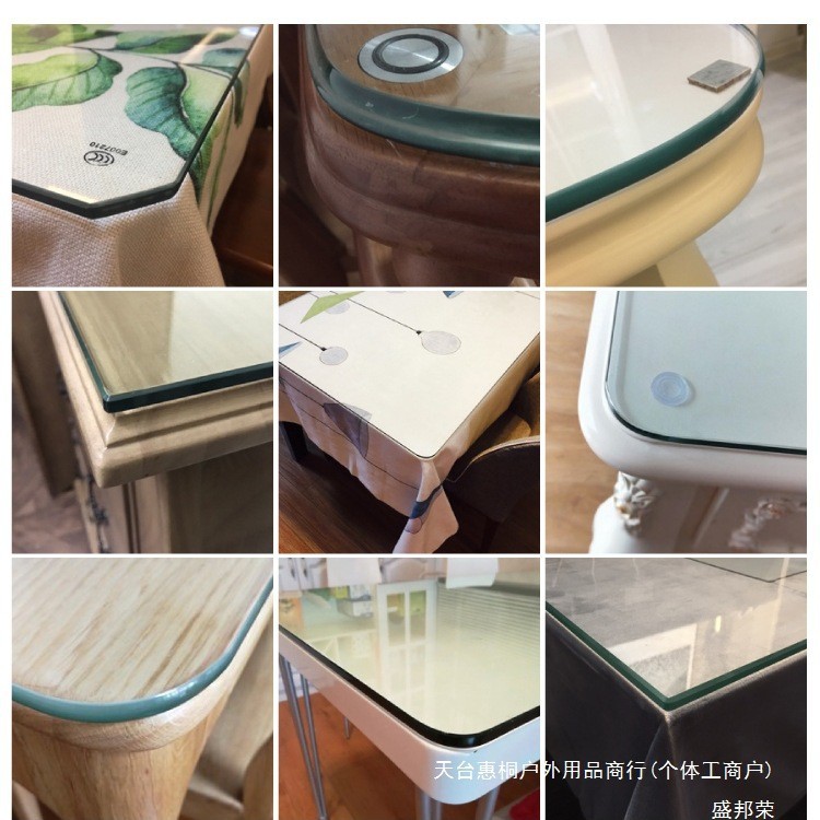 Countertop European-Style Household Desktop Glass Plate Rectangular Dining Table Square Coffee Table Round Tempered Glass