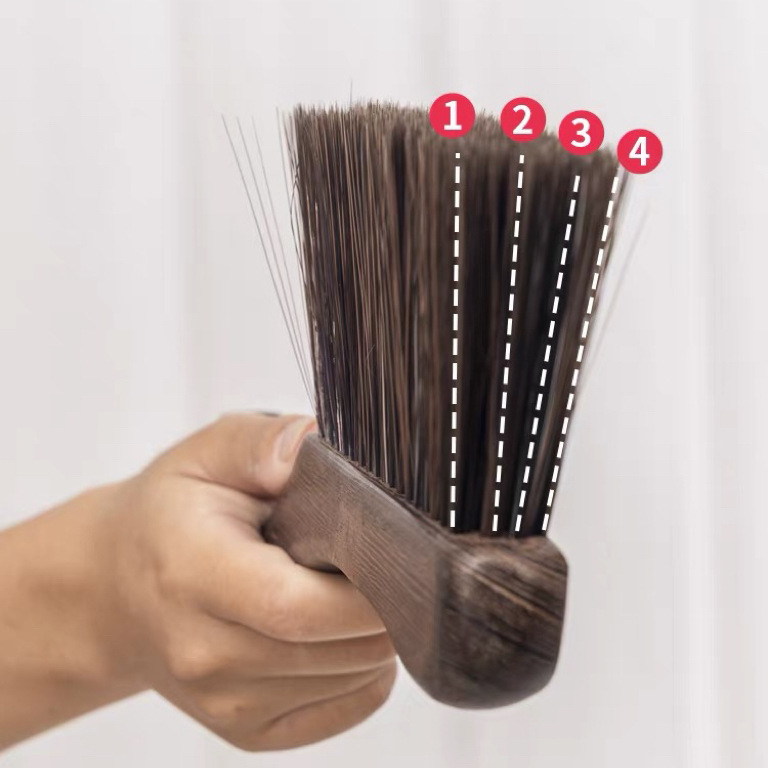 Household chicken wing wood soft wool bed brush large long handle cleaning brush sofa bed wooden dust removal bed brush broom