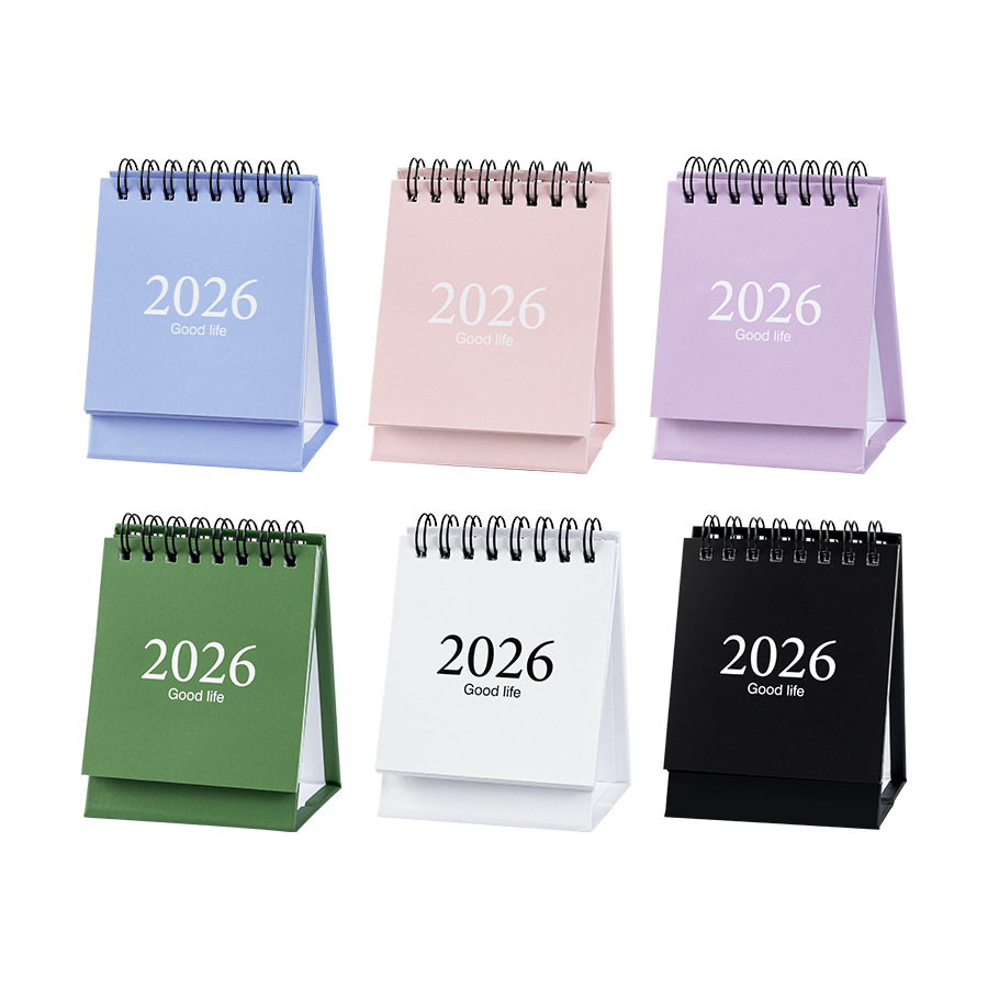 Cross-Border English 2026 Morandi Color Mini Desk Calendar Desktop Planner Calendar Memo Message Small Ornament