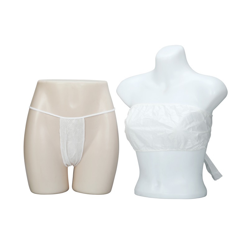 Non-woven underwear thong beauty sweat steaming foreign trade disposable non-woven thong strap bra suit