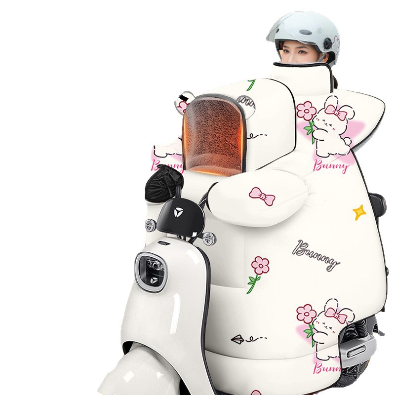 Electric Vehicle Windshield Cover, Parent-Child Style, Double-Person, Thickened and Fleece-Lined, Waterproof, for Autumn and Winter, Fleece-Lined and Thickened