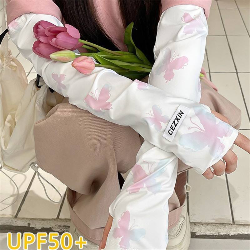 2024 New Butterfly Sleeves Korean Style Girls Anti-Uv Arm Guards Ice Silk Gloves Sun Shade Driving Ice Sleeves