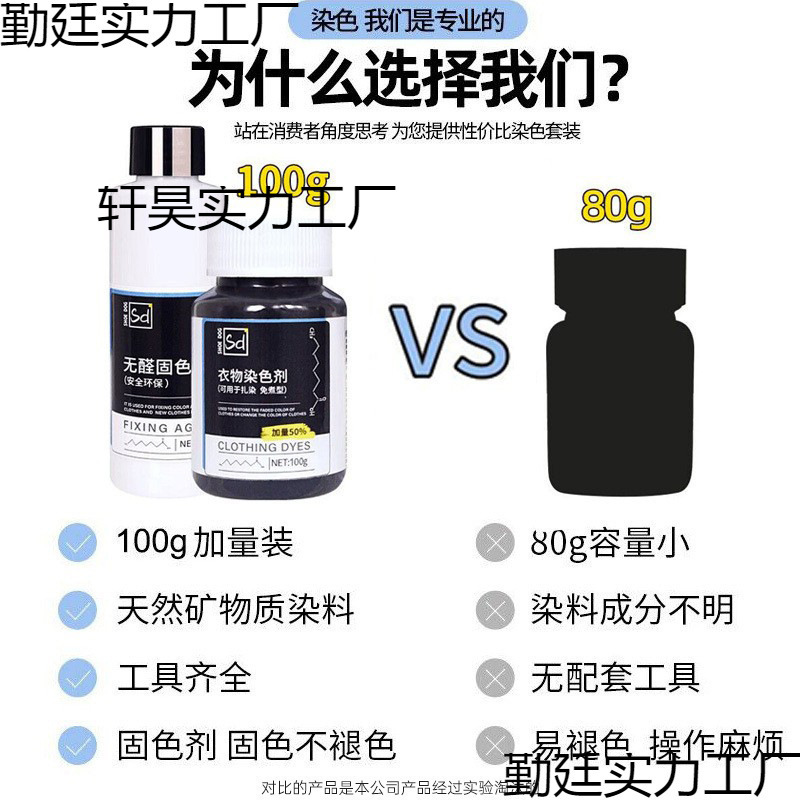 Dyeing Agent, Genuine Clothing Dye, Not Easy to Fade, Black Clothing Repair, Restoration and Renovation Recovery Agent