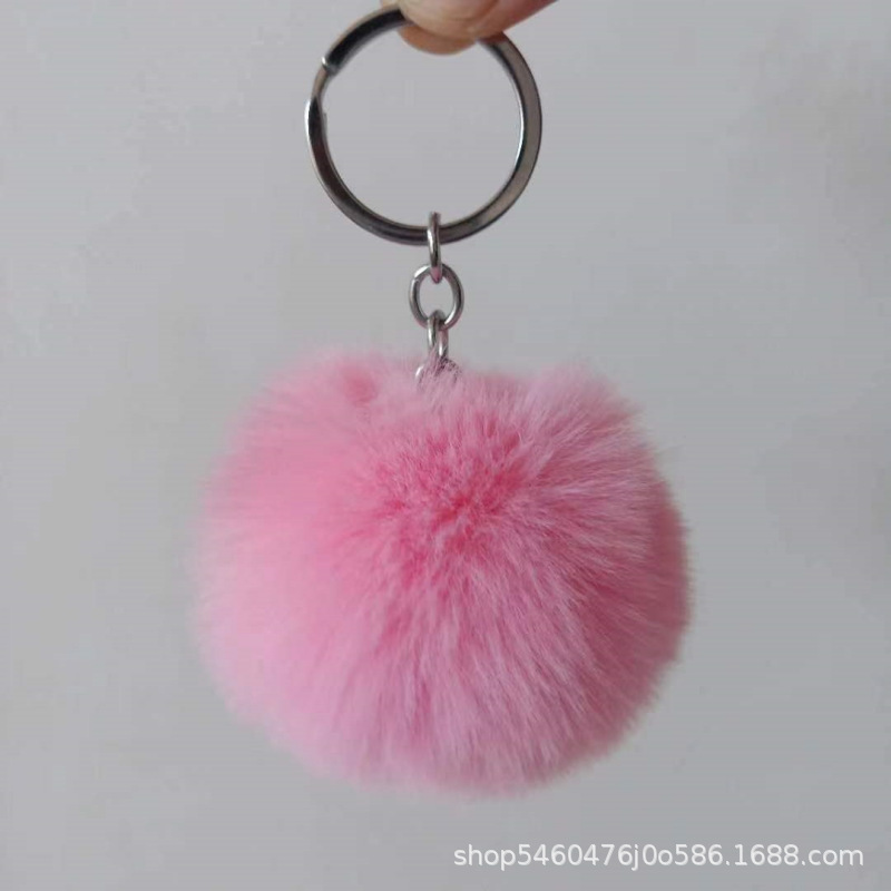 Cross-Border 6-8cm Imitation Rabbit Fur Ball Pendant Key Chain Bag Accessories Fake Fur Ball Imitation Rex Rabbit Fur Ball Key