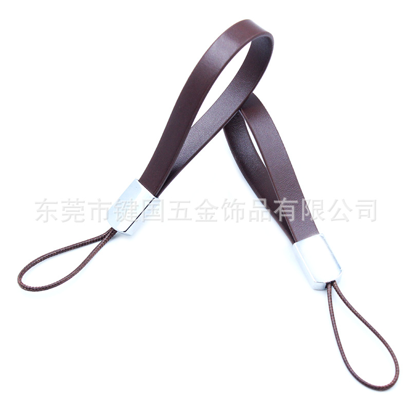 in stock new PU leather mobile phone lanyard keychain men and women hand rope key chain pendant anti-lost hanging rope factory wholesale